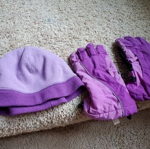 Kids Lands End Hat and Gloves Size Medium